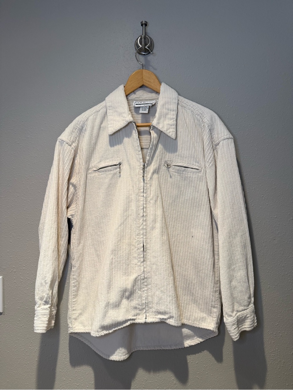 Vintage Chazzz Credentials Cream Corduroy Zip Front Jacket Shacket size small